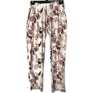 Calida Pajama Pants Womens S Pink Purple Tan Floral Cotton PJs Cozy Cottagecore